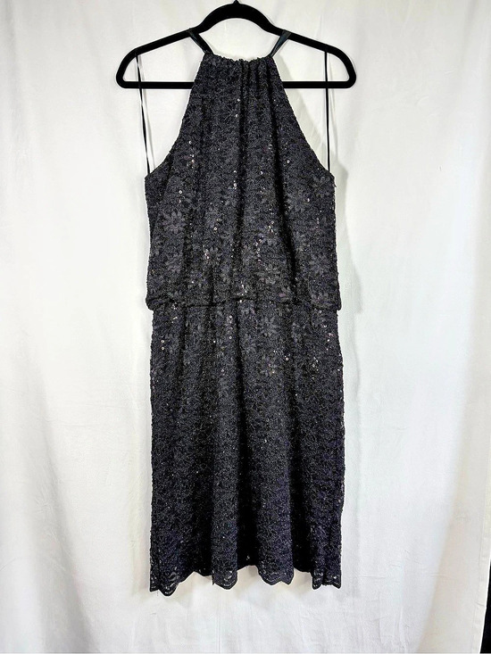 R&M Richards Dresses & Skirts - R&M Richards Black Sequin Lace Dress Size 12 Like New